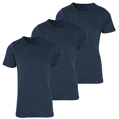 Götzburg Herren Unterhemden mit 1/2 Arm 3er Pack (3XL, Navy/fein Geringelt) von Götzburg