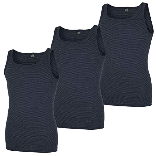 Götzburg Herren Unterhemden ohne Arm, 3 Stück, Achselhemd, Feinripp, Geringelt, Navy (3, 7 / (XL)) von Götzburg