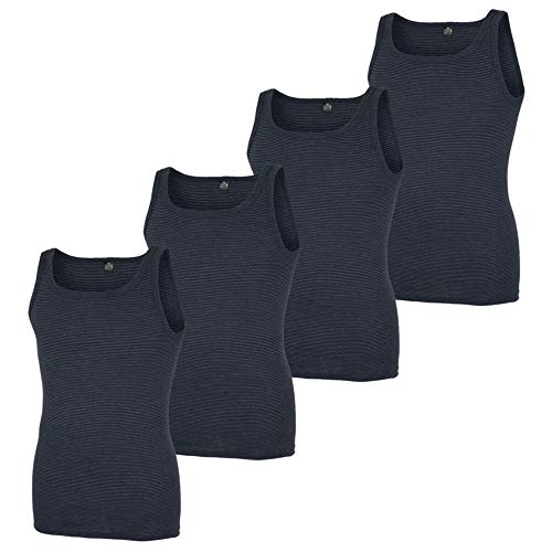 Götzburg Herren Unterhemden ohne Arm, 4 Stück, Achselhemd, Feinripp, Geringelt, Navy (4, 7 / (XL)) von Götzburg