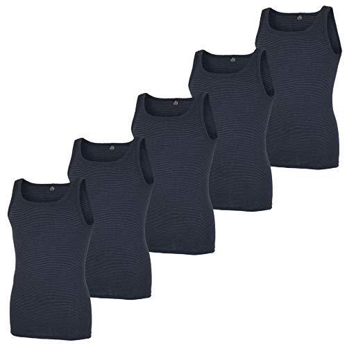 Götzburg Herren Unterhemden ohne Arm, 5 Stück, Achselhemd, Feinripp, Geringelt (6 / (L), Navy) von Götzburg