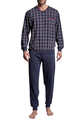 Götzburg Herren Pyjama, Langarm, Baumwolle, Single Jersey, Navy, kariert, mit Bündchen 48 von Götzburg