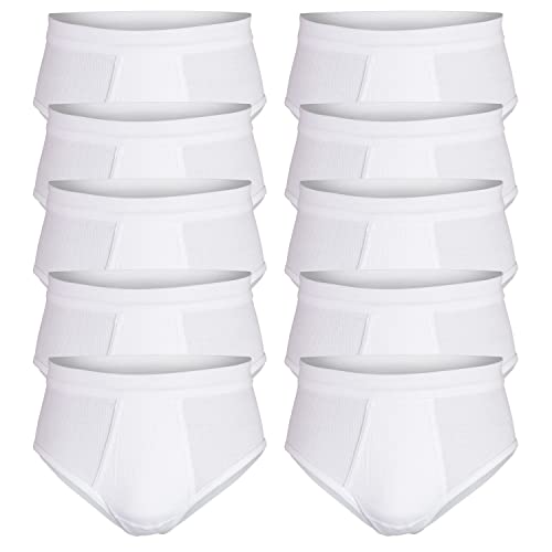 Götzburg Slips mit Eingriff Doppelripp 10er Pack (L, Weiß) von Götzburg