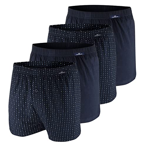 Götzburg Herren Boxershorts, auch in Übergrößen (DE/NL/SE/PL, Alphanumerisch, M, Regular, Regular, 4 x Navy Gemustert) von Götzburg
