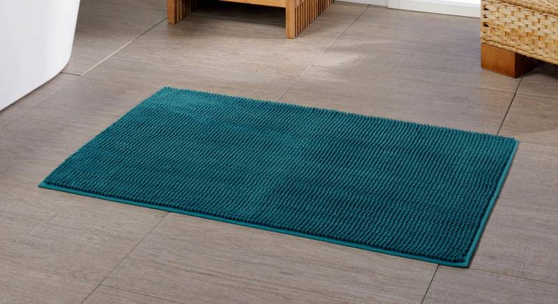 Gözze Badematte "Chenille" Höhe 15 mm rutschhemmend beschichtet fußbodenheizungsgeeignet Badteppich, Uni Farben, besonders weich durch Microfaser, waschbar von Gözze
