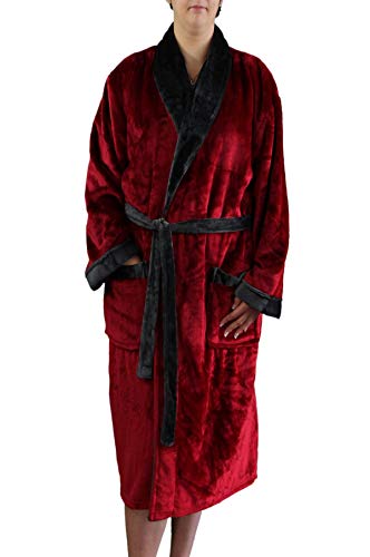 Gözze - Unisex Bademantel mit Schalkragen, Seiden-Feeling, 100% Mikrofaser, 330 g/m², Größe XL - Rot von Gözze