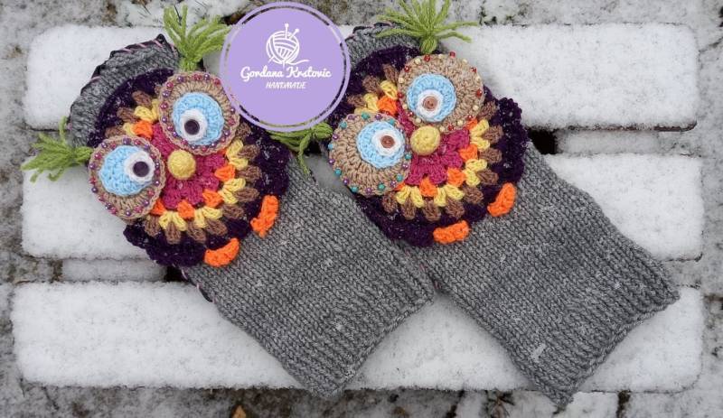 Handgestrickte Wolle Eule Hausschuhe Gemütliche Winter Wearable Art Slow Fashion Umweltfreundliche Strickqualität Heirloom-Qualität Limited von GogArt