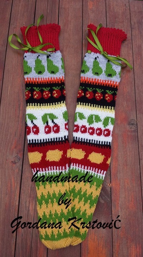 Handgestrickte Obst Wolle Leggings Bunt Gemütlich Winter Tragbar Kunst Langsam Mode Umweltfreundlich Stricken Erbstück Qualität Limitierte Auflage von GogArt