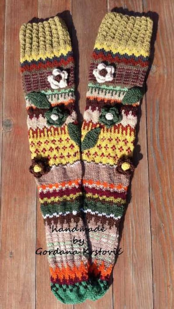 Handgestrickte Wolle Beinwärmer Gemütliche Winter Leggings Wearable Art Slow Fashion Umweltfreundliche Strickarbeit Heirloom Qualität Galerie von GogArt