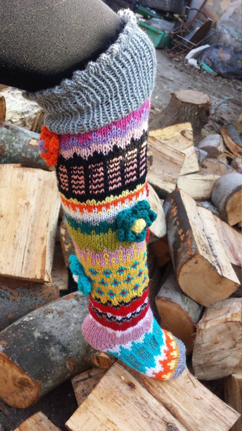 Handgestrickte Wolle Leggings Stricksocken Gemütlicher Winter Wearable Art Slow Fashion Umweltfreundliches Stricken Erbstück Qualität Warmes von GogArt
