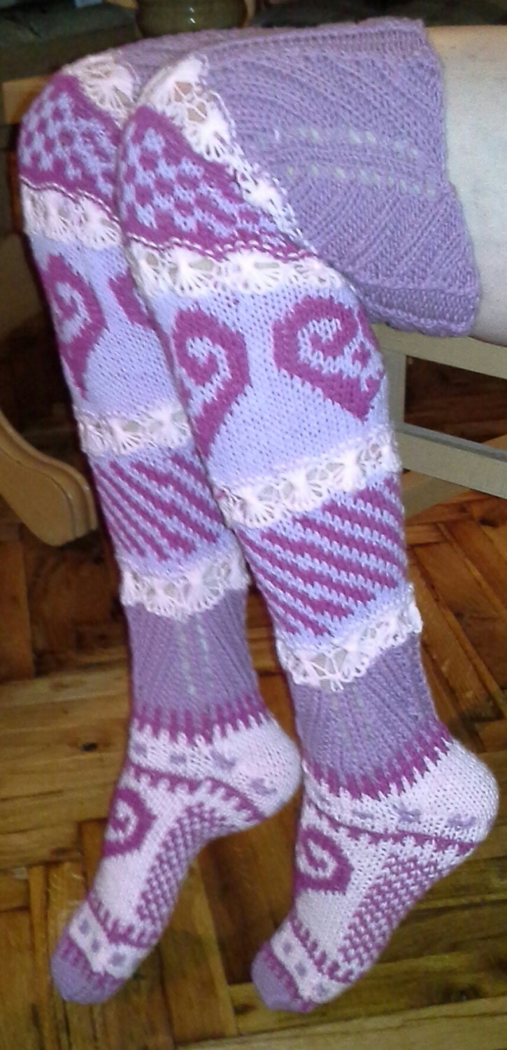Handgestrickte Wolle Leggings Stricksocken Wärmer Enge Hohe Socke Geschenk Für Frauen Lange Handstricksocke Einzigartige Mode Socken Tragbar Art Eco von GogArt