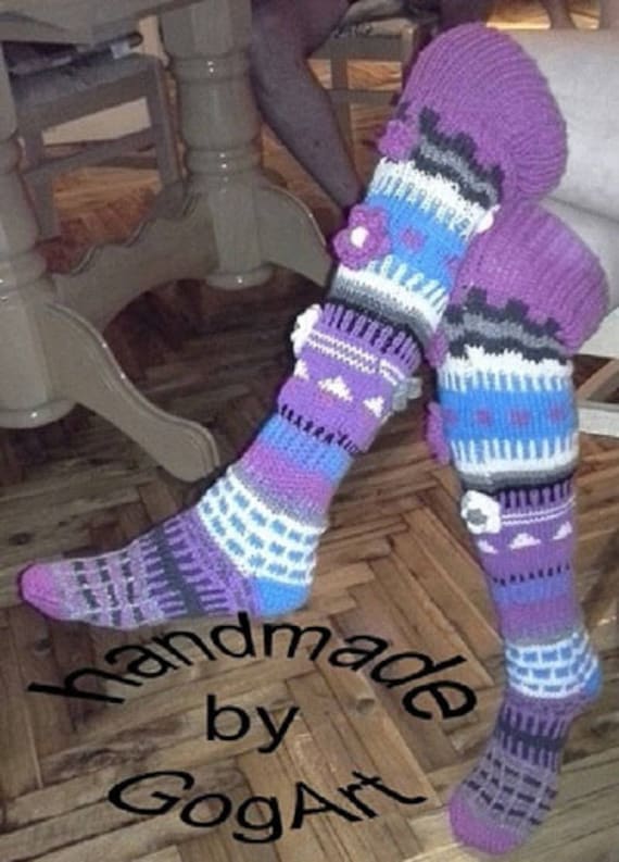 Handgestrickte Wolle Leggings Und Socken Gemütlich Winter Wearable Art Slow Fashion Umweltfreundliche Knit Heirloom Qualität Feine von GogArt