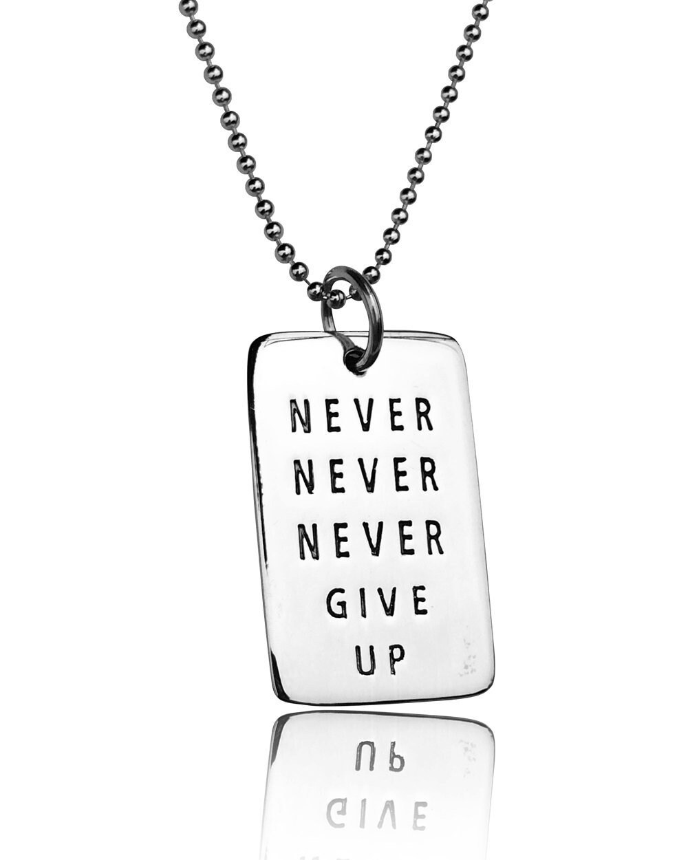 Never Give Up Sterling Silber Inspirierende Dog Tag Halskette, Positive Schmuck, Motivation Halskette Never Give Up Sterling Silber Inspirierende Dog Tag Halskette, Positive Schmuck, Motivation Halskette von GoghJewelryDesign
