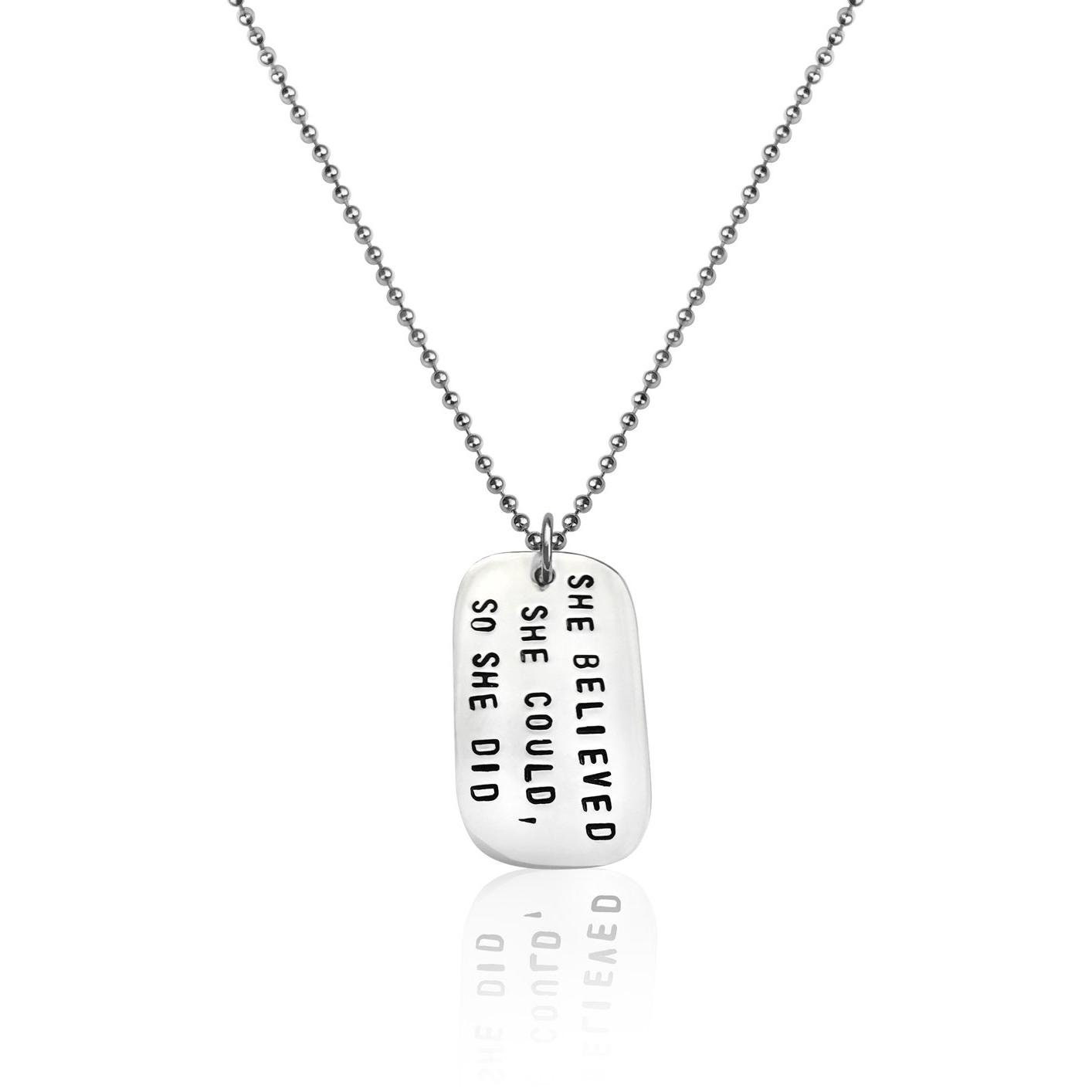 Sie Glaubte, Sie Könnte, So Tat Sie, Sterling Silber Inspirierende Hunde-Tag Halskette, Glaubte Könnte Anhänger Sie Glaubte, Sie Könnte, So Tat Sie, Sterling Silber Inspirierende Hunde-Tag Halskette, Glaubte Könnte Anhänger von GoghJewelryDesign