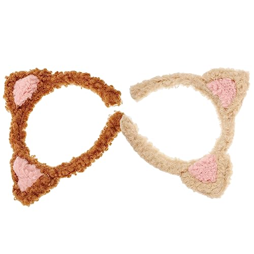 2 Stk Stirnband süße Stirnbänder Fuzzy-Katzen-Stirnbänder Haarbänder haarschmuck Stirnbänder für Damen-Make-up Haarband zum Waschen des Gesichts Mädchen Kopfbedeckung Fräulein von Gogogmee