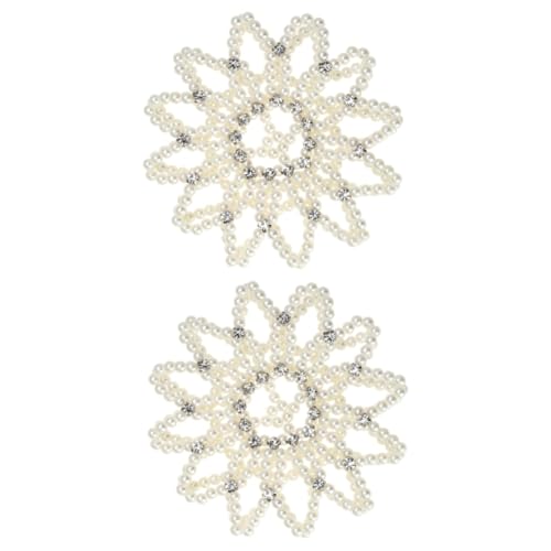 2St Netz Kosmetik Tänzer gehäkelter Haarschal Abdeckung Accessoires für Damen Haarbänder für Mädchen Perlen zum Basteln aufbackbrötchen Perlenhaarschal elastischer Haarschal Weiß Gogogmee von Gogogmee