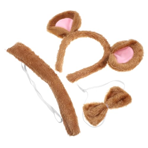 Gogogmee 1 Satz Rattenkopfschmuck Graue Mausohren für Erwachsene Mauskostüm Ohren geburtstagsgeschenk halloween dekoration Tier Stirnband Party-Kopfschmuck Mäuseschwanz Stoff von Gogogmee