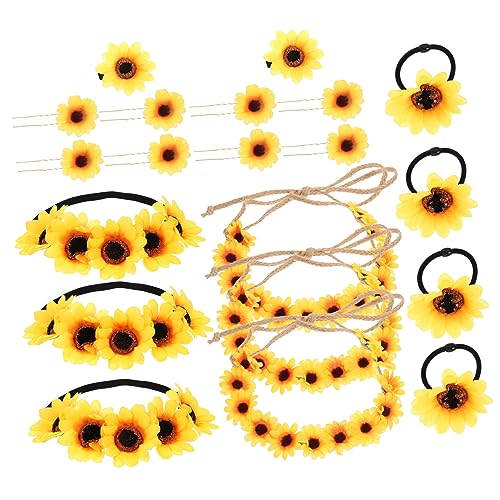 Gogogmee 1 Satz Sonnenblumen-Stirnband Urlaubskleidung Stirnbänder für Mädchen sonnenblumen haarband sonnenblumen haarschmuck Haargummi Haarspangen Sonnenblumen-Haarband aus Stoff Strand von Gogogmee