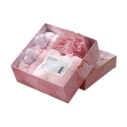 Gogogmee 1 Satz dreiteiliges Badeset Make-up-Tücher Haarbänder für Mädchen Haarband binden Peeling-Körper Handtuch Handtücher Gesichtstuch wasserabsorbierende Waschlappen Korallenvlies Rosa von Gogogmee