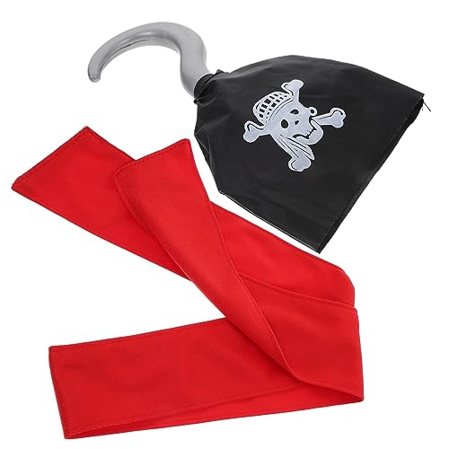 Gogogmee 1satz Piratenkostüm Zubehör Teiliges Karibik Outfit Mit Rotem Kopftuch Piratenhaken Requisiten Für Cosplay Und Partys Langlebig Und Stabil von Gogogmee