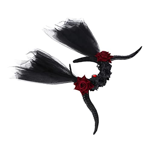 Gogogmee 1 Stück Steampunk Kopfbedeckung Gothic Schleier Kopfschmuck Kristall Antilopenhörner Für Halloween Kostüme von Gogogmee