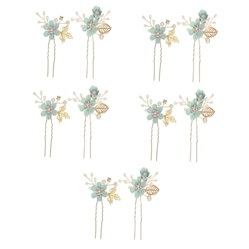 Gogogmee 10 Stk Haarschmuck Für Die Braut Hochzeitsstirnbänder Für Frauen Verzierte Stirnbänder Für Damen Brautjungfer Haarspange Haarspangen Für Die Braut Rosenstift Blumenhaar Green Stoff von Gogogmee