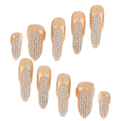 Gogogmee 10stücke Strasssteine Nägel Fingerkralle Nagelring Aus Zinklegierung Für Halloween Cosplay Dekoration Mit Festeingebetteten Kristallen Für Frauen von Gogogmee