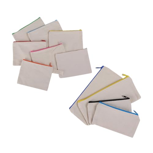 Gogogmee 10 Stück Teiliges Baumwoll Canvas Zipper Tasche Große Kapazität Stiftemäppchen mit Reißverschluss Leichter Organizer für Kosmetik Schreibwaren Reisen Schule Zufällige Farbe von Gogogmee