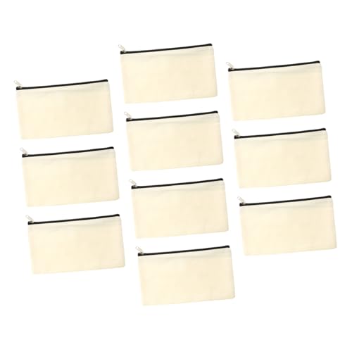 Gogogmee 10 Stück Teiliges Canvas Kosmetiktaschen mit Reißverschluss Multifunktional Robustes Segeltuch Tragbare Schmink und Stifttaschen zum Bemalen und DIY Gestalten für Reisen Schule von Gogogmee