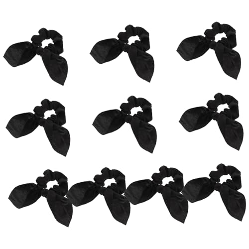 Gogogmee 10 Stück Teiliges Haargummi mit Elastischem Haarseil Schleifen und Hasenohr Design Schonend zu Haaren Dehnbar Fest Haltend Geeignet für Damen und Mädchen Schwarzes Haarschmuck von Gogogmee
