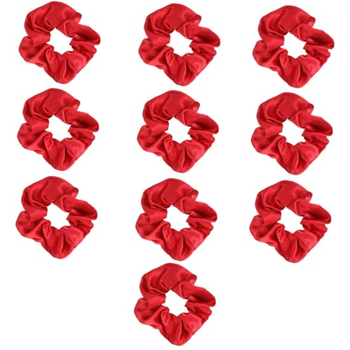 Gogogmee 10 Stück Teiliges Rotes Weihnachts Haargummi aus Weichem Elastische Haarbänder für Mädchen Vielseitige Scrunchies als Haar und Armband Accessoire Dehnbar und Angenehm zu Tragen von Gogogmee