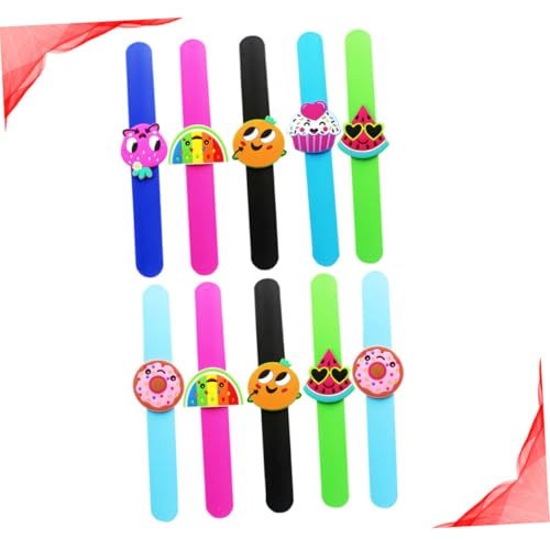 Gogogmee 10 Stück Teiliges Silikon Schnapparmband mit Buntem Fruchtmotiv Flexibles Kinderarmband Hautfreundlich und Geruchlos Bequem Tragbar als Geburtstags mitgebsel für Jungen und von Gogogmee