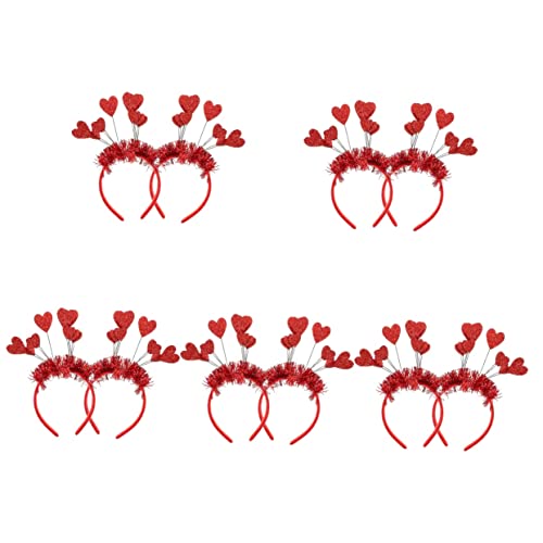 Gogogmee 10 Stk valentinstag kopfbedeckungen Valentinstag-Kopfbedeckungen für Erwachsene Glitzer-Stirnband Haarband Haargummi Party-Requisiten Valentinstag Stirnband Mädchen Pailletten rot von Gogogmee