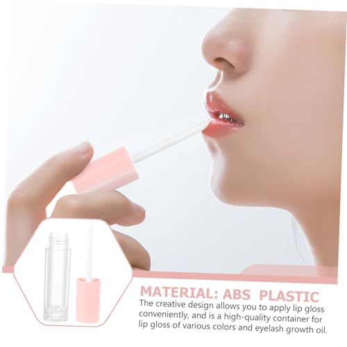 Gogogmee 10 Stück Transparente Nachfüllbare Lippenpflege Tuben aus Abs mit Pinkem Deckel Auslaufsicherer Lip Gloss Behälter für Glitzer Lipgloss Lippenöl Lippenbalsam zum Abfüllen und von Gogogmee