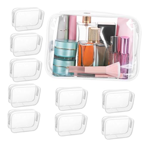 Gogogmee 10 Teiliges Mittlere PVC Kosmetiktaschen mit Reißverschluss Transparente Makeup Beutel für Damen Leichte Kompakte Kulturbeutel für Reise Bad und Aufbewahrung von Gogogmee