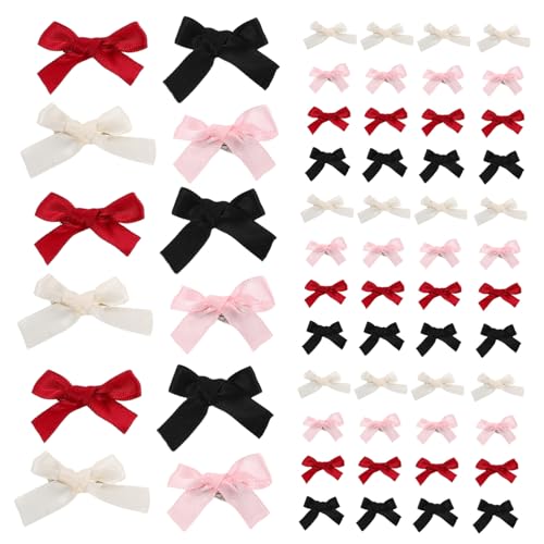 Gogogmee 100 Stück Mini Schleifen Haarspangen aus Polyester Kleine Süße Bowknot Clips für Mädchen und Kleinkinder Leichte Haar Accessoires zum Flechten und Alltag von Gogogmee