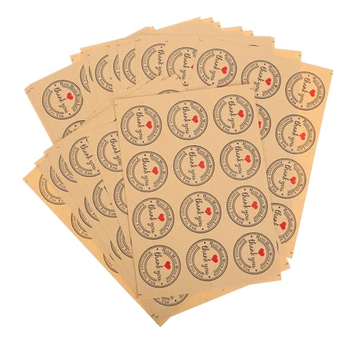 Gogogmee 12 Stück Dankesaufkleber, Kraftpapier-herz-versiegelungsaufkleber, Handgefertigte Backaufkleber, Lebensmitteletikett, Umschlagaufkleber, Selbstklebendes Etikett, von Gogogmee