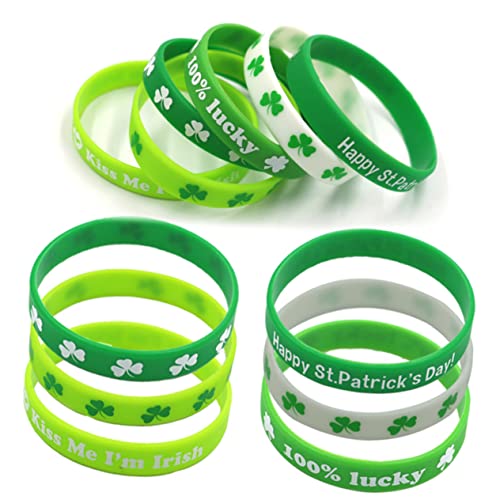 Gogogmee 12 Stück Partyzubehör Kleeblatt Armband Sport Dekor Kleeblatt Silikon Armbänder St. Patricks Day Zubehör Irische Dekor Armbänder Party Hand Dekoration Kind Geschenk Glück von Gogogmee