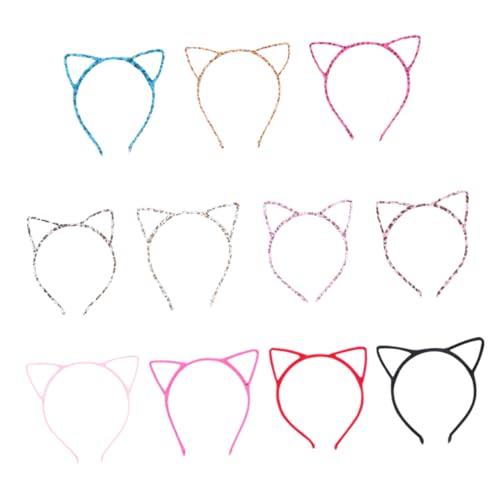 Gogogmee 12 Stück Teiliges Bunte Katzenohren Haarreifen aus Leichtem Material nicht Verblassend Verformungsfest Lustige Halloween Kostüm Accessoires für Mädchen Frauen Karneval Fasching von Gogogmee