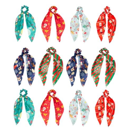 Gogogmee 12 Stück Teiliges Haargummi mit Weichem Weihnachtliche Elastische Haarschleifen in Bunten Farben Langlebige Haarbänder für Damen für Weihnachtsfeiern und Alltagsschmuck von Gogogmee