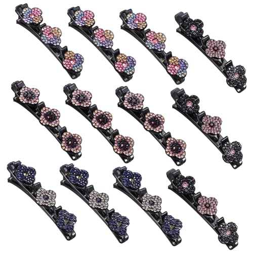 Gogogmee 12 Stück Teiliges Strass Haarspangen für Damen und Mädchen Geflochtene Haarclips mit Glitzer Vielseitig Einsetzbar für Hochzeiten und Partys von Gogogmee