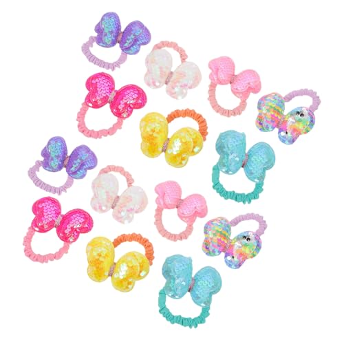 Gogogmee 14 Stück Teiliges Haargummi Mädchen Glitzernde Schleifen-Haarbänder mit Elastischer Befestigung Bunte Pailletten-Schmetterlings-Accessoires für Pferdeschwanz und Dutt Schonend und von Gogogmee