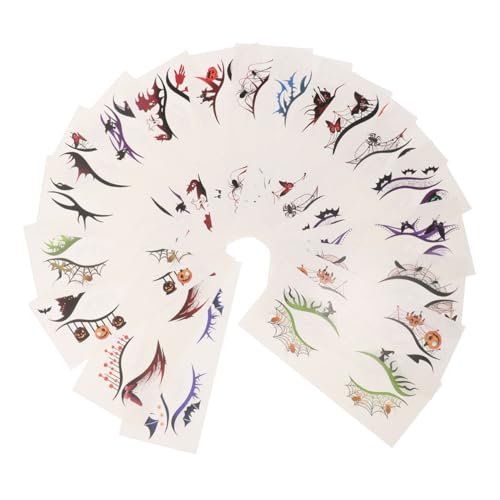 Gogogmee 19 Stück Teiliges Halloween Augen-makeup Sticker mit Wasserdichten Spider Web Totenkopf und Kürbis Motiven Temporäre Eyeliner Tattoos für Maskenball Karneval und Party von Gogogmee