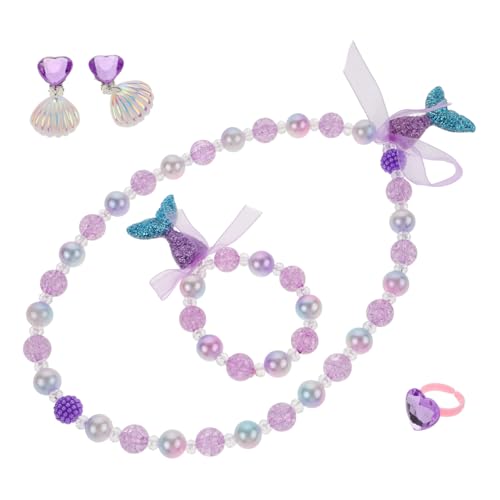 Gogogmee 1Satz Meerjungfrau Schmuck für Halskette Armband Fingerring Ohrringe Kinderparty Accessoires Schmuck aus Harz von Gogogmee