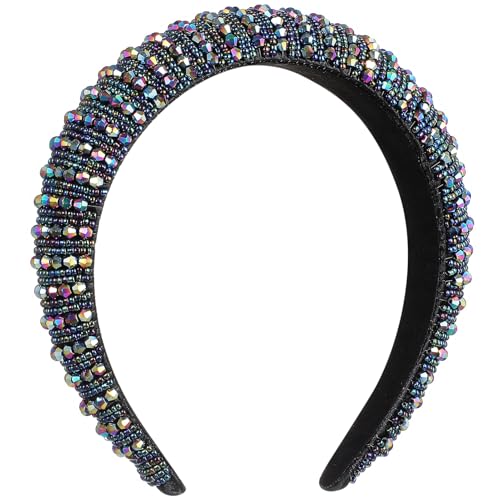 Gogogmee 1Stück Haarband Kristallen Breites Stirnband für Hochzeiten Partys und Besondere Anlässe Handgemacht mit Blauem Wasserdiamant von Gogogmee