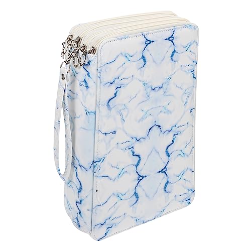 Gogogmee 1stück Portable Pencil Holder Federmäppchen Mit Großem Fassungsvermögen Pu-Material Fächer Für Schule Und Künstler Einfach Zu Bedienen Marbelblau Für Stifte Und Pinsel von Gogogmee