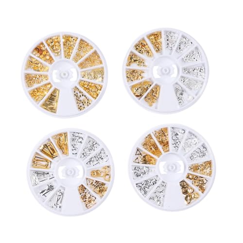 Gogogmee 2 Boxen Metall Geometrische Nagel Nieten DIY Fingernail Patch Manicure Rivet Dekoration Nageldesign Zubehör für Naturnägel und Kunstnägel von Gogogmee