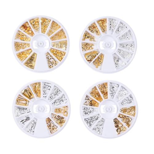 Gogogmee 2 Boxen Metall Geometrische Nagel Nieten DIY Fingernail Patch Nailart Schmuck für Maniküre und Nageldesign Vielseitige Rivet Decoration für Salon und Zuhause von Gogogmee