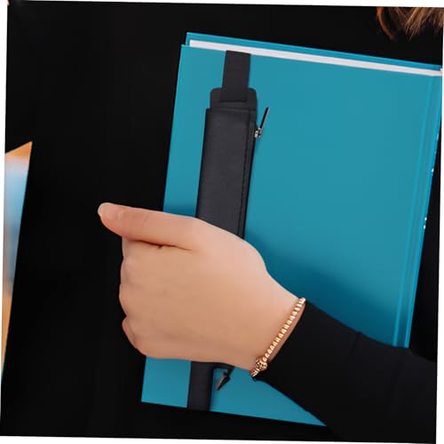 Gogogmee 2 Elastisches Stifttasche mit Reißverschluss Schlankes Leichtes Federmäppchen in Schwarz und Sicherer Verschluss für Planer Notizbücher und Unterwegs von Gogogmee