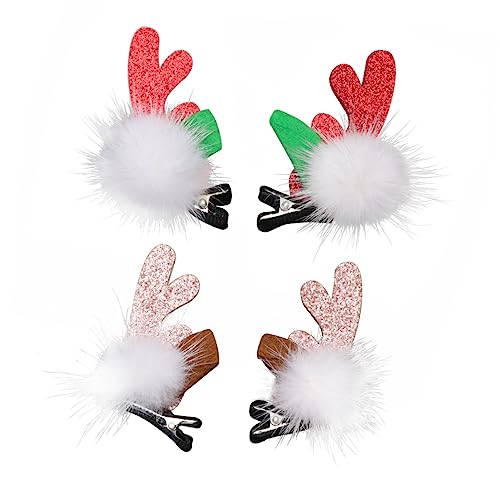 Gogogmee 2 Paar Weihnachts-Haarspangen kinder haarschmuck cute hair clips Rentier-Haarspangen Weihnachtshaarnadel Tiara Haarklammer Kopfschmuck für Kinder Schönes Stirnband Weihnachten von Gogogmee