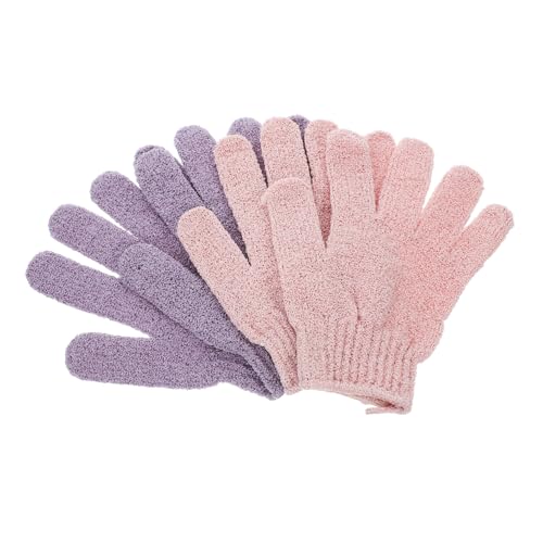 Gogogmee 2 Paare Peelinghandschuhe Exfolierende Duschhandschuhe für Männer und für Spa Massage und Gründliche Körperreinigung Farbig Lila von Gogogmee